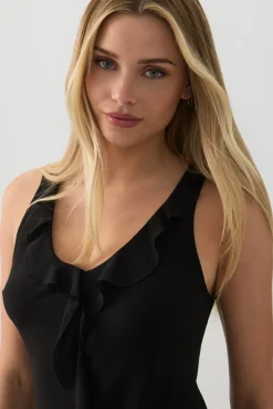 Chiffon Sleeveless Mini Dress with Ruffles