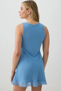 Chiffon Sleeveless Mini Dress with Ruffles