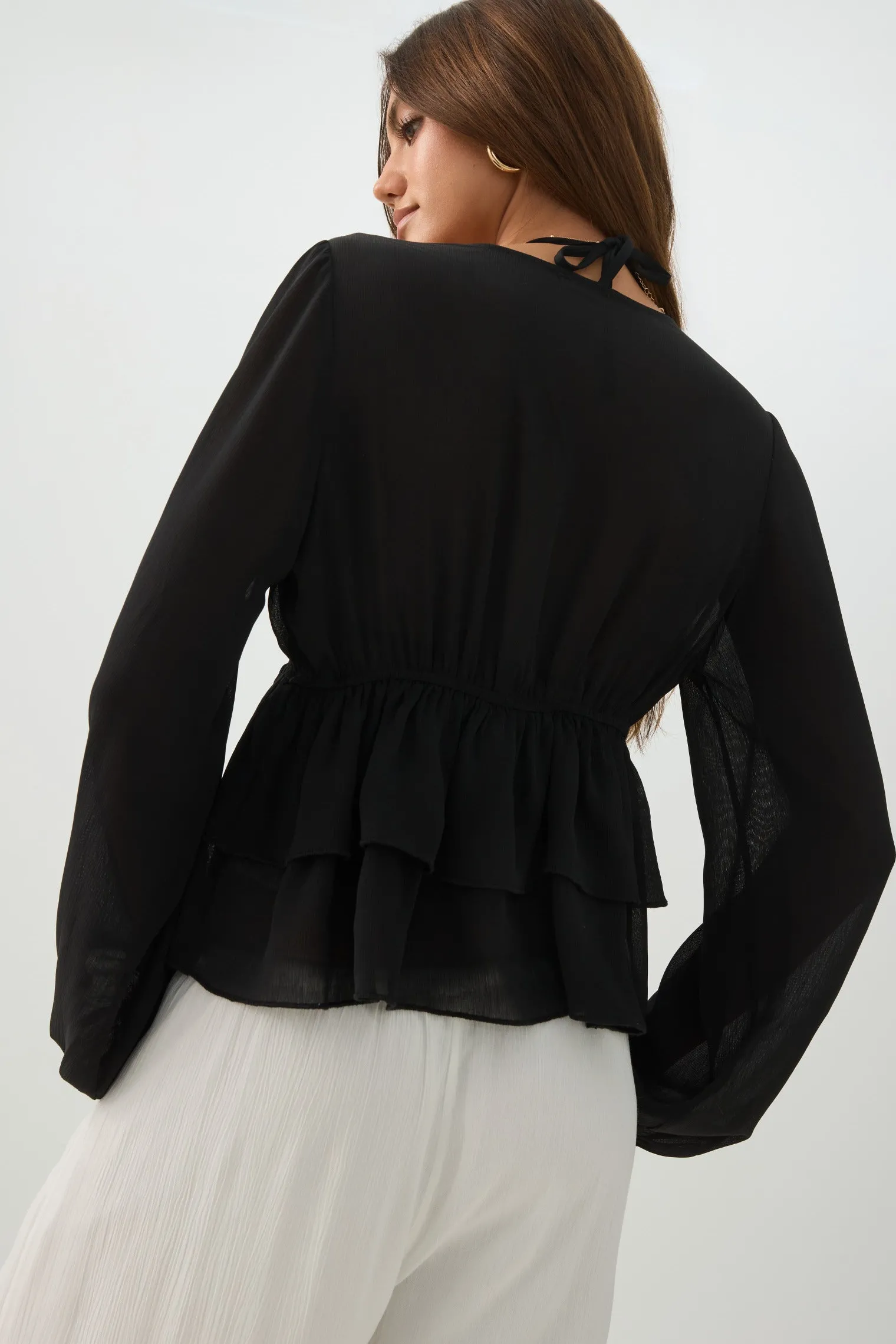 Chiffon Tie Front Top