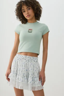 Chiffon Tiered Mini Skirt