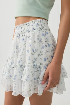 Chiffon Tiered Mini Skirt