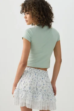 Chiffon Tiered Mini Skirt