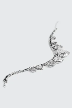 Chunky Chain Necklace with Heart Pendants
