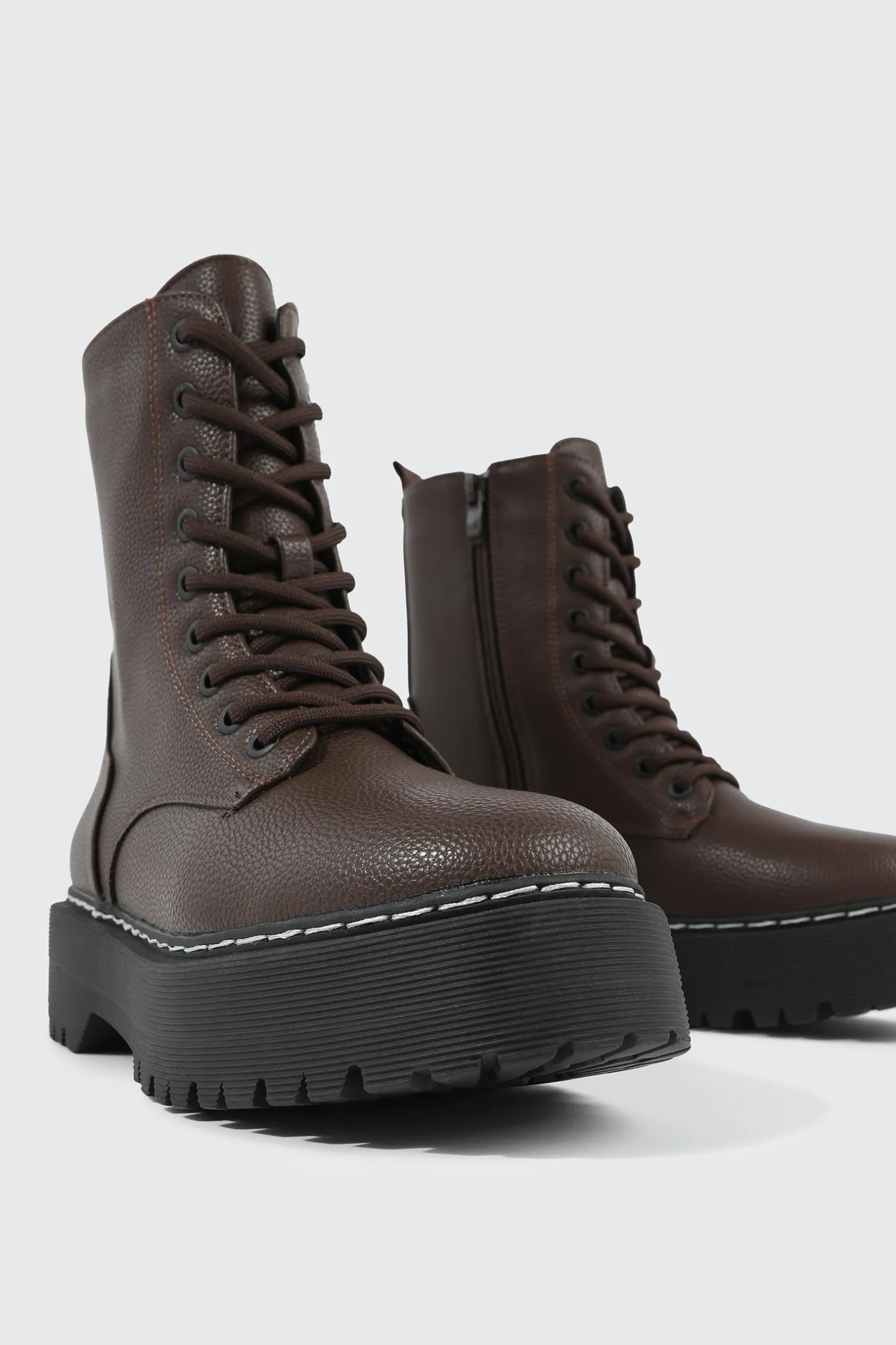 Chunky Lace Up Ankle Boots