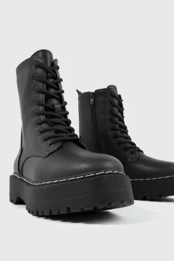 Chunky Lace Up Ankle Boots