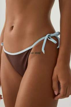 Contrast Bare Side Tie Bikini Bottom