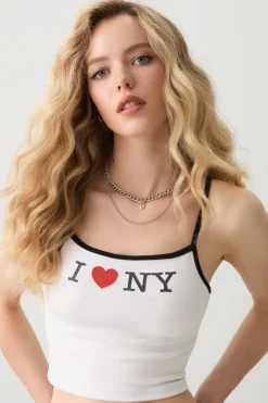 Contrast Trim Graphic Tank Top