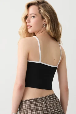 Contrast Trim Graphic Tank Top