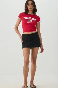 Contrast Trim Thailand Crop T-Shirt