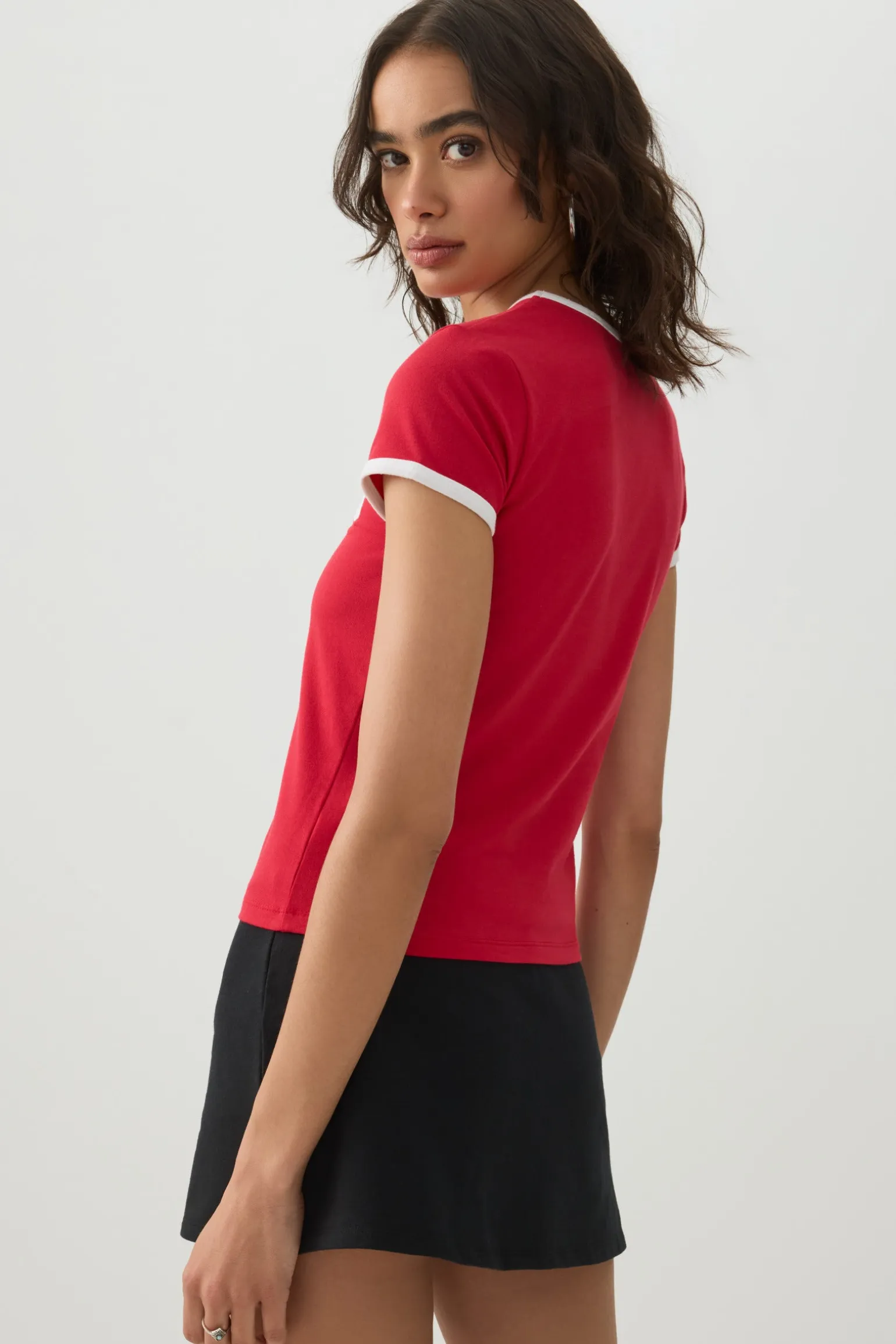 Contrast Trim Thailand Crop T-Shirt