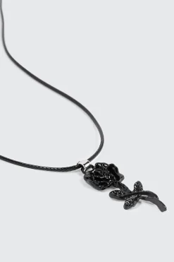 Cord Necklace with Flower Pendant