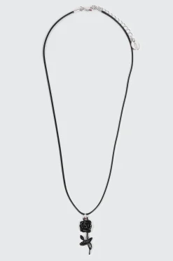 Cord Necklace with Flower Pendant