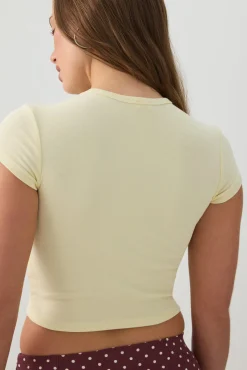 Cotton Blend Ribbed Crop T-Shirt