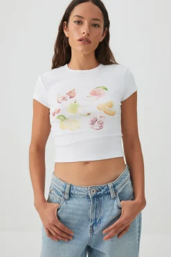 Cotton Blend Ribbed Crop T-Shirt