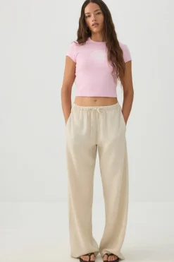 Cotton Blend Ribbed Crop T-Shirt