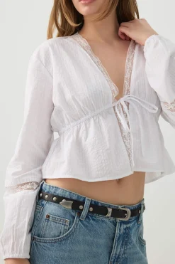 Cotton Crop Front Tie Top