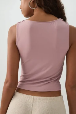 Cowl Neck Crop Tank Top