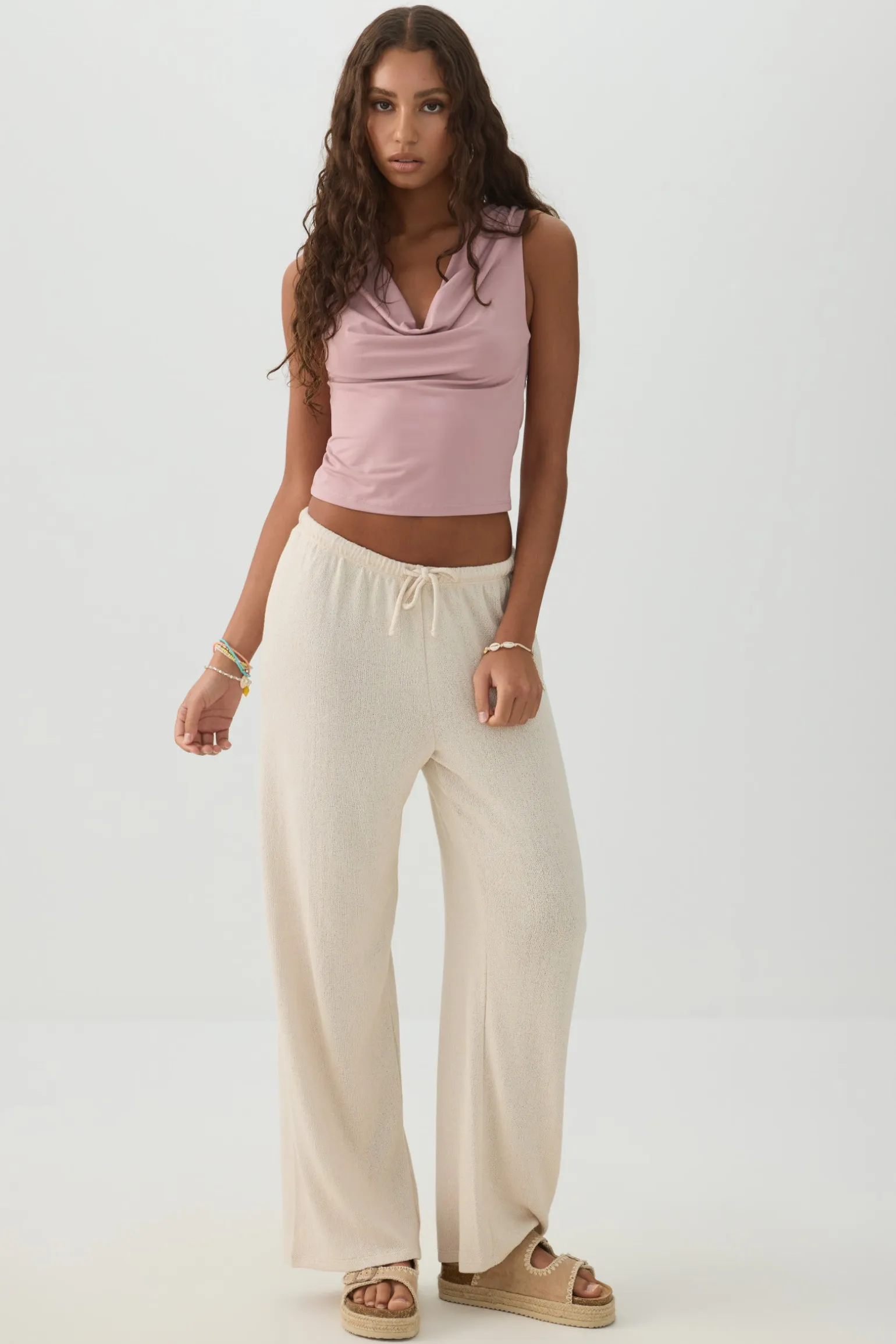 Cowl Neck Crop Tank Top