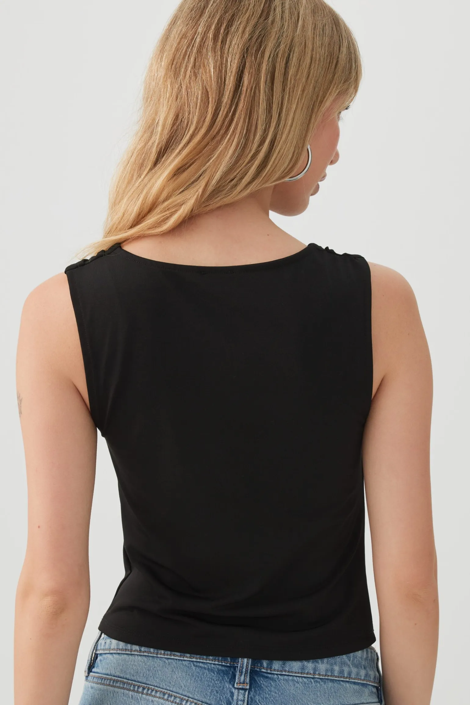 Cowl Neck Crop Tank Top