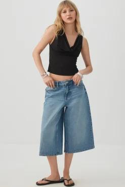 Cowl Neck Crop Tank Top