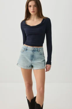 Cowl Neck Long Sleeve Top