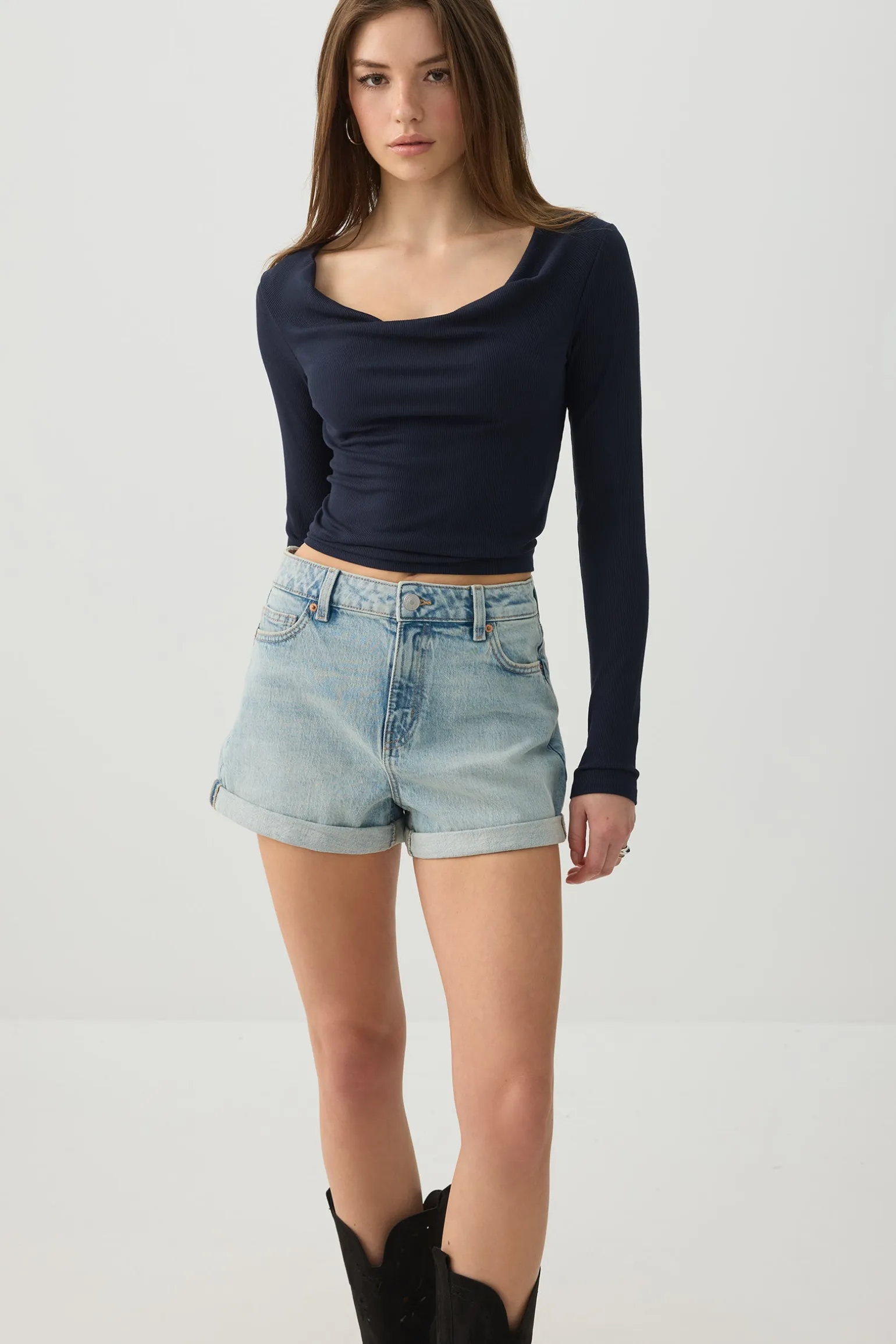 Cowl Neck Long Sleeve Top