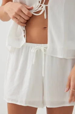 Crinkled Mid Rise Midi Shorts