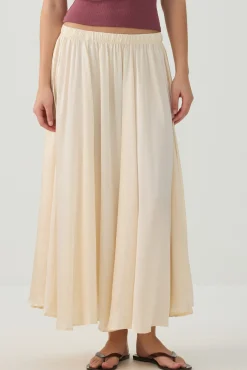Crinkled Satin Maxi Pleated Skirt