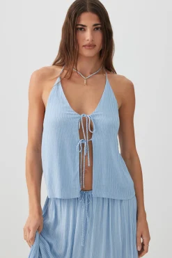 Crinkled Tie Front Tank Top