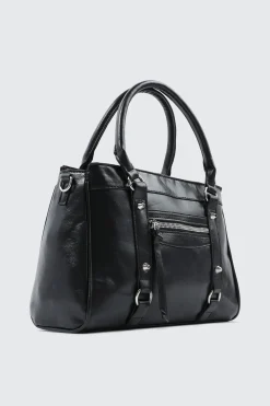 Crinkle Faux Leather Tote Bag