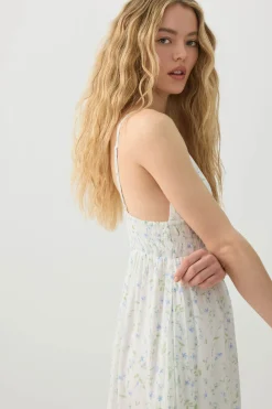 Crinkle V-Neck Maxi Dress with Pockets