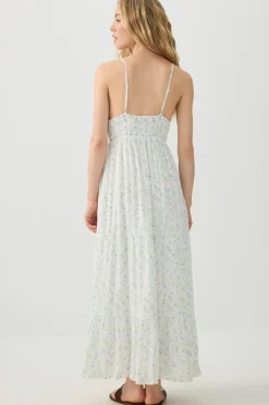 Crinkle V-Neck Maxi Dress with Pockets