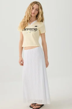 Crop Graphic Contrast V Neck T-Shirt