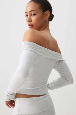 Crop Off Shoulder Long Sleeve Top