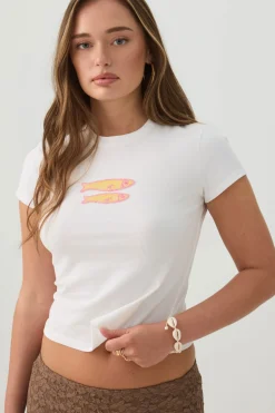 Cropped Baby T-Shirt with Beaded Motif