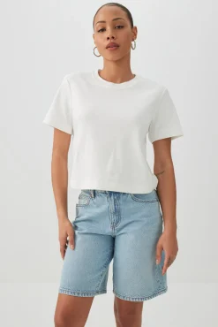 Cropped Boxy Crew Neck T-Shirt