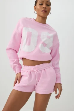 Cropped Crew Neck Fleece Sweatshirt