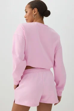 Cropped Crew Neck Fleece Sweatshirt