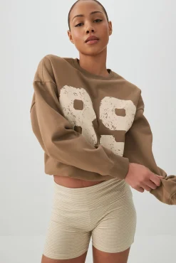 Cropped Crew Neck Fleece Sweatshirt