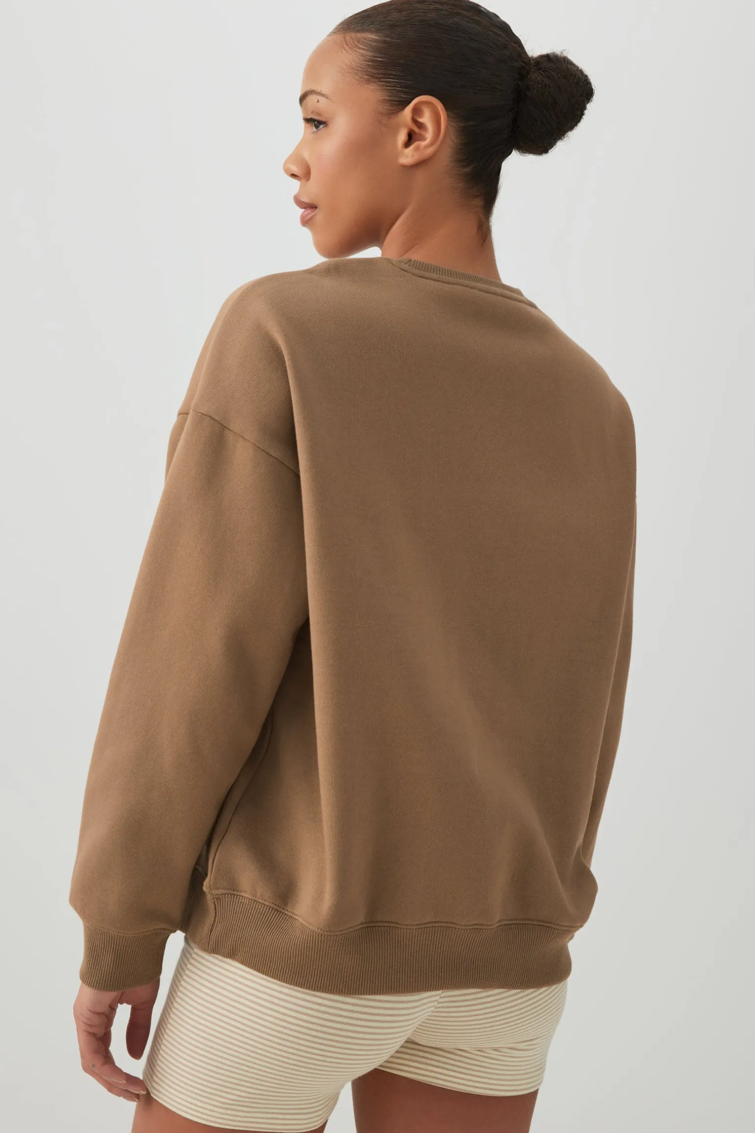 Cropped Crew Neck Fleece Sweatshirt