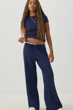 Cropped Ribbed Crew Neck T-Shirt