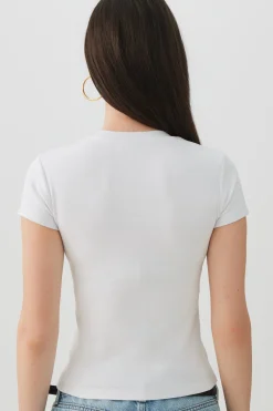 Cropped Ribbed Crew Neck T-Shirt