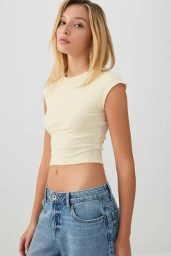 Cropped Ribbed Crew T-Shirt