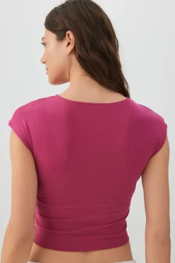 Cropped Ribbed Crew T-Shirt
