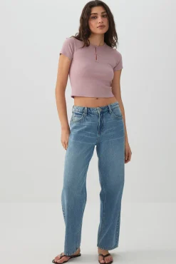 Cropped Ribbed Tee with Bows