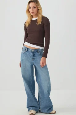 Cropped Rib Crew Top