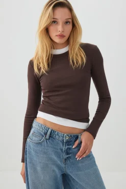 Cropped Rib Crew Top