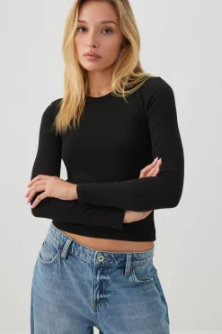 Cropped Rib Crew Top