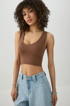 Cropped Rib Seamless Tank Top
