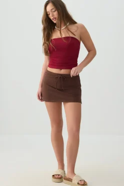 Cropped Ruched Tube Top